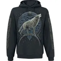 Spiral Trui met capuchon - Celtic Wolf - S tot 4XL - voor Mannen - zwart - Maat S