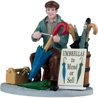 Lemax Caddington Village Kerstdorpminiatuur Umbrella Vendor (paraplu Verkoper) 4,4 X 5,8 X 5,6 Cm