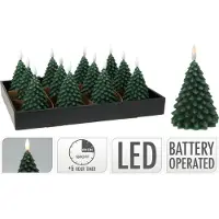 Home & Styling Kerst - Ledkaars kerstboom 11cm - LED - Donkergroen