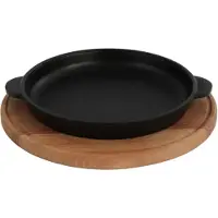 Brizoll Serveerpan - Etagère - Grillpan - met Serveerplank - Gietijzer - 20 x 2.5 cm
