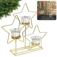 Sarcia.eu Gouden metalen waxinelichthouder, sterren 29cm