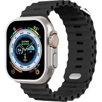 Strap-it Ocean bandje met druksluiting - geschikt voor de Apple WatchSeries 1/2/3/4/5/6/7/8/9/10/11/SE/SE2/SE3/Ultra (2/3) - grote maten: 44mm / 45mm / 46mm / 49mm - iWatch siliconen bandje - zwart