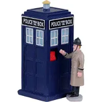 Lemax Police call box set of 2 kerstfiguur