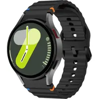 Strap-it Siliconen Wave bandje - Geschikt voor Samsung Galaxy Watch 7 (40 & 44mm) / Galaxy Watch 6 (Classic) / Galaxy Watch 5 (Pro) / Galaxy Watch 4 (Classic) / Watch FE - zwart