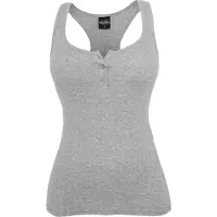 Urban Classics Top - Ladies Button Tanktop - L tot 5XL - voor Vrouwen - grijs | Maat XXL