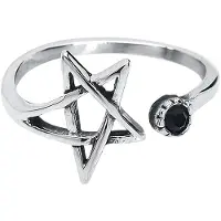 EtNox - Gothic Ring - Pentagramm - voor Vrouwen - zilverkleurig | Maat M