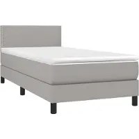 vidaXL Boxspring met matras stof lichtgrijs 90x190 cm