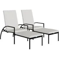 vidaXL Ligbedden 2 st met voetensteun polyetheen rattan zwart