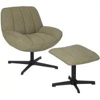 Bronx Draaifauteuil met hocker Santa linnen olijfgroen