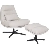 Livin24 Draaifauteuil met hocker Cristo linnen off white