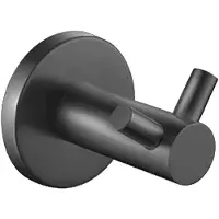 BES LED Handdoekhaak - Muurhaak - Leoni Rimbo - Dubbel - Rond - PVD - Gunmetal Grijs