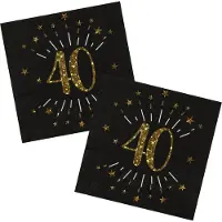 SANTEX Verjaardag feest servetten leeftijd - 50x - 40 jaar - goud - 33 x 33 cm - Feestservetten