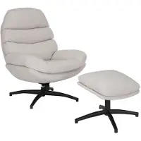 Bronx Draaifauteuil met hocker Palma linnen off white