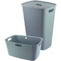 Curver Softex Wasmand met Deksel 56L + Wasmand 45L - Blauw