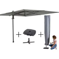 Madison Mega combi deal! parasol saint-tropez grey + voet + hoes
