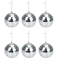 Arti Casa Articasa Disco kerstballen - 6x st - zilver - D6 cm - kunststof - Kerstbal