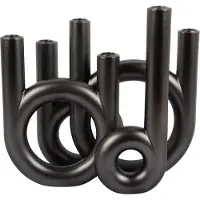 Present Time kandelaar rings large metallic dark grey