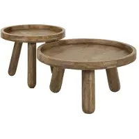 Hoyz Collection salontafel tripod massief mango zandkleur set van 2