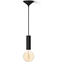 Philips Bundel: Zwarte Medium Pendellamp Koord - 3d Geprint Voor Filamentlampen + Warm Tot Koelwit Licht G125 Globe Filamentlamp