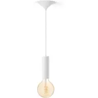 Philips Hue Bundel: Witte Medium Pendellamp Koord - 3d Geprint Voor Filamentlampen + Warm Tot Koelwit Licht G125 Globe Filamentlamp