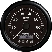 Recmar 0-7000 Rpm Tachometer With 4 Led Alarm Zwart 100 mm