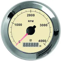 VETUS 0-4000rpm Tachometer 12-24v Zilver 100 mm