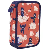 Milan Ninjutsu etui, 2 compartimenten, speciale serie, rood