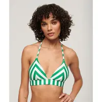 Superdry Dames Triangel bikinitop met groene strepen (XS), Strandkleding, Gerecycled polyester, Duurzaam W3010395A