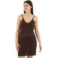 Superdry Gehaakte Cami Mini-jurk Bruin Grootte: 44