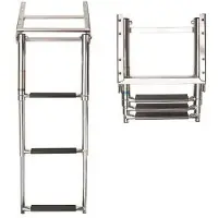 VETUS roestvrijstalen zwembadtrap, 3 treden, met synthetische handgrepen, 875 mm (hoogte) x 875 mm (breedte)