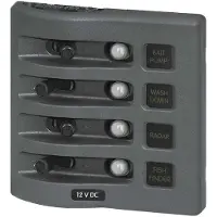 Blue Sea Systems Weatherdeck Panel Circuit Breaker 4 Position Switch Grijs