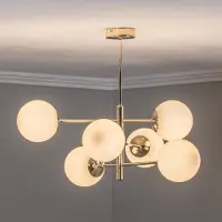 Domiluce Glazen hanglamp Aurora, dimbaar, messing / goud, Woon-/ Eetkamer, metaal, hanglamp