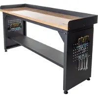 Datona Werkbank PRO - eiken werkblad - legbord - 200 cm - Zwart