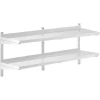 Royal Catering Wandrek van roestvrij staal - 2 planken - 40 x 140 cm