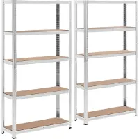 MSW Stellingkast - 90 x 30 x 180 cm - voor 5 x 175 kg - Grijs - 2 st. -