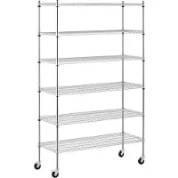 Royal Catering metalen plank - 120 x 45 x 190 cm - 90 kg - 4 Rollen -