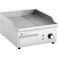 Royal Catering Elektrische grillplaat, glad en geribbeld, 360 x 380 mm, 2000 W