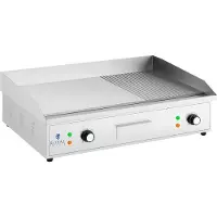 Royal Catering Elektrische bakplaat - 727 x 420 mm - geribbeld/glad - 4400 W