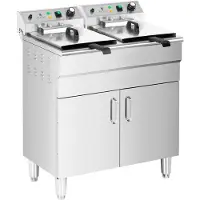 Royal Catering Dubbele elektrische friteuse - 2 x 16 L - 10.000 W - 400 V - aftapkraan - koude zone - met onderkast