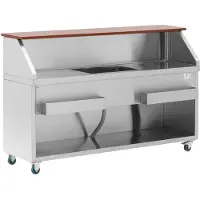 Royal Catering Mobiele cocktailbar - met ijscontainer en flessenhouder - 180 cm toonbank in houtlook -