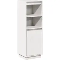 vidaXL - Hoge - kast - 37x34x110 - cm - massief - grenenhout - wit