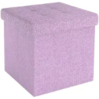 Intirilife opvouwbaar krukje 30x30x30 cm in lotus rosa poef stoel met opbergruimte en deksel van stof opbergkist box