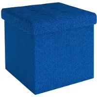 Intirilife opvouwbaar krukje 30x30x30 cm in ocean blue poef stoel met opbergruimte en deksel van stof opbergkist box