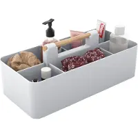 Intirilife make up organizer tasje in grijs - beautycosmetica opbergdoos met 5 vakken voor het opbergen van make-up