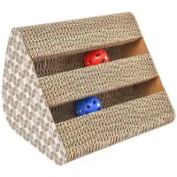 Intirilife interactieve krabplank kattenspeelgoed van bruin golfkarton met 27.5 x 23.5 x 17.5 cm formaat