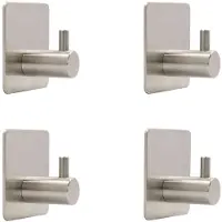Intirilife 4x handdoekhouders handdoekhaken zelfklevend roestvrij staal in zilver - 4.5 x 3 cm - wandhaken