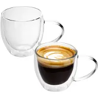 Intirilife 2x dubbelwandig thermo glas set in 200 - 300ml - koffiemok geïsoleerd latte macchiato theeglas koffie glas