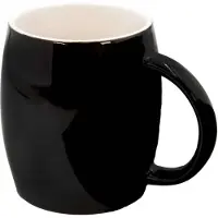 Intirilife porseleinen koffiebeker koffiekopje in zwart met lepel bamboe deksel 400 ml - perfect als cadeau voor familie