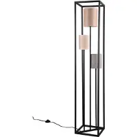 BES LED LED Vloerlamp - Vloerverlichting - Trion Rocky - E27 Fitting - 3-lichts - Vierkant - Mat Zwart - Metaal