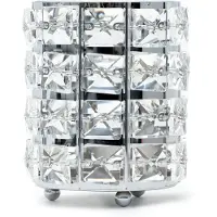 Intirilife penseelhouder voor make-up kwasten van ijzer en glas in zilver - 10,2 x 11,4 cm - houder opbergorganiser